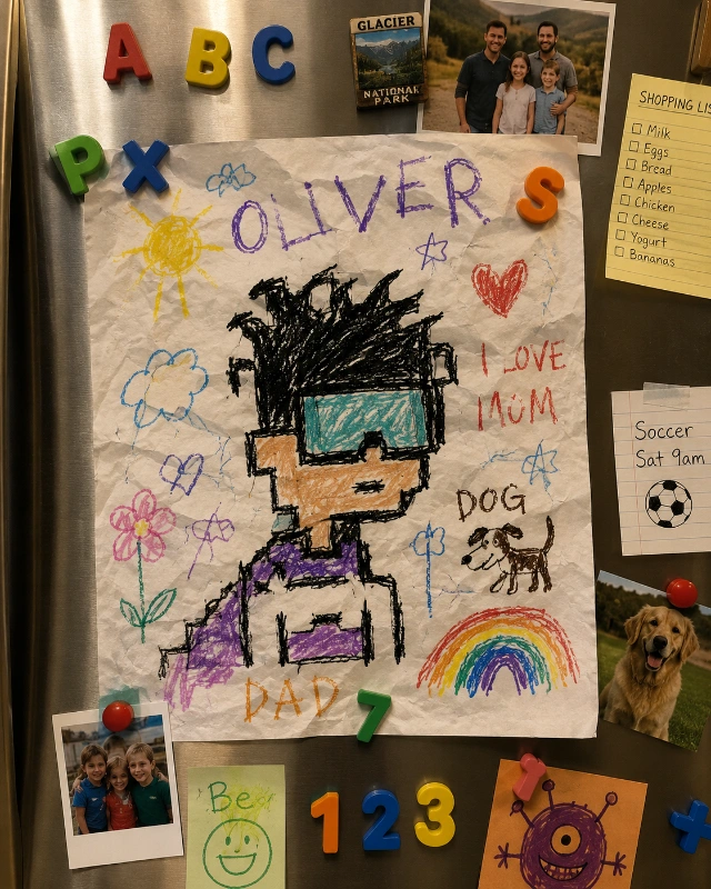 AUTHENTIC 4-YEAR-OLD CRAYON RECREATION — FRIDGE DISPLAY EDITION — after