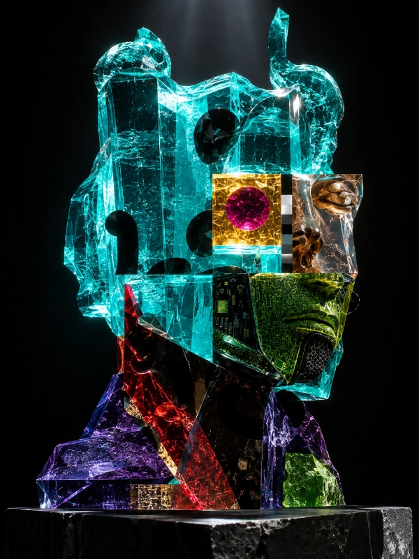 MONUMENTAL GLASS PORTRAIT ARTIFACT — MUSEUM MASTER EDITION — after